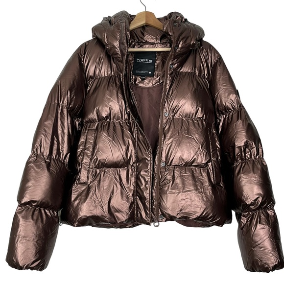 NOIZE Athena Metallic Hooded Puffer Jacket - Picture 11 of 16